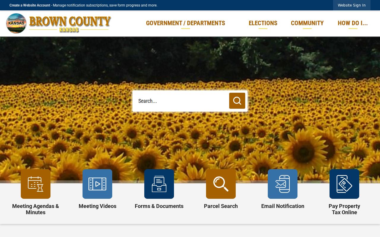 Official Brown County government homepage with courthouse contact details