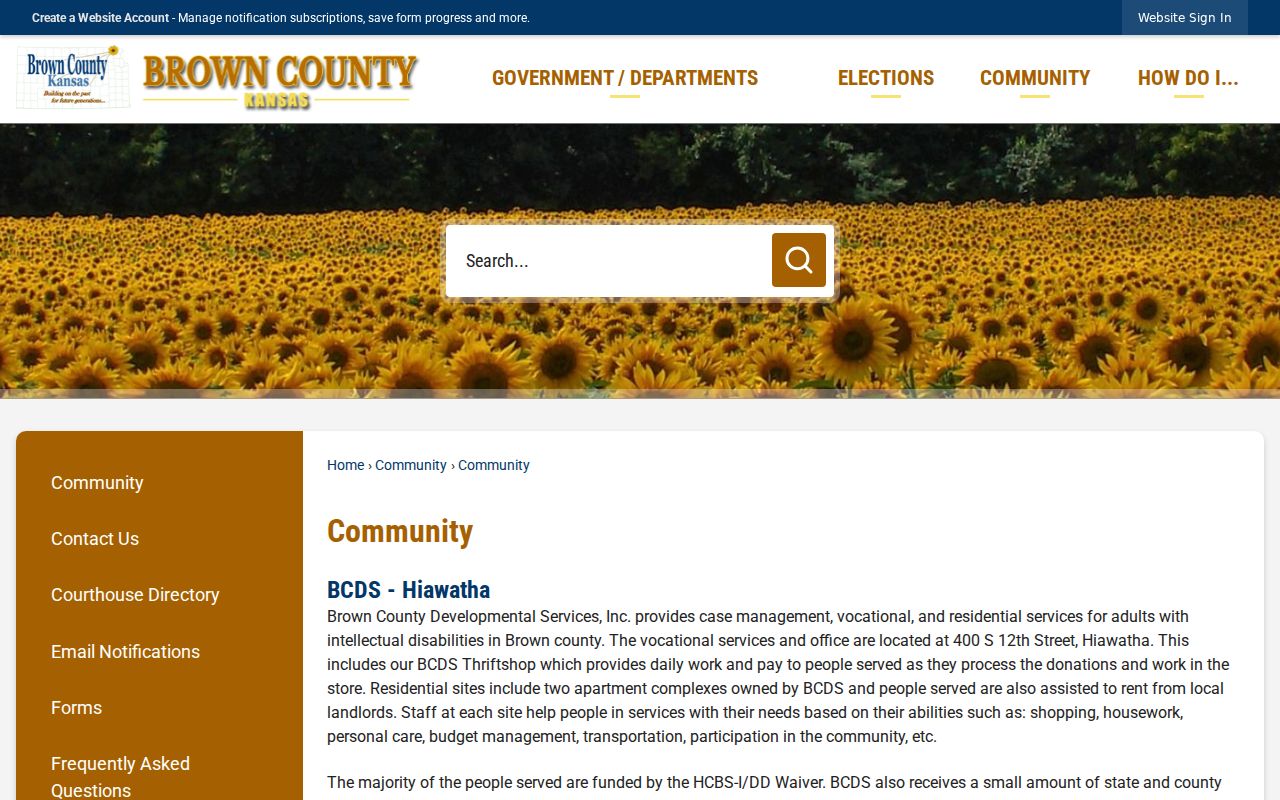 Official Brown County courthouse history page showing the stone courthouse